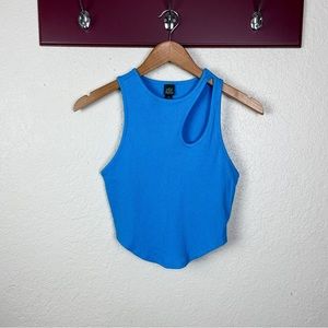 wild fable Bright Blue Cutout Ribbed Tank Top